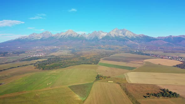 Aerial view of High Tatry mountains in Slovakia