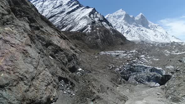 River Ganges Origin Gaumukh Gangotri Glacier India. 