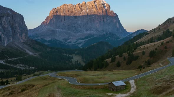 Sunrise Time Lapse of Dolomites Italy Landscape