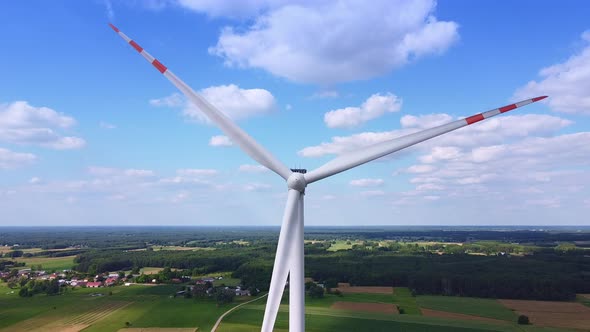 Close Up Shot of Big Windmill on the Blue Sky