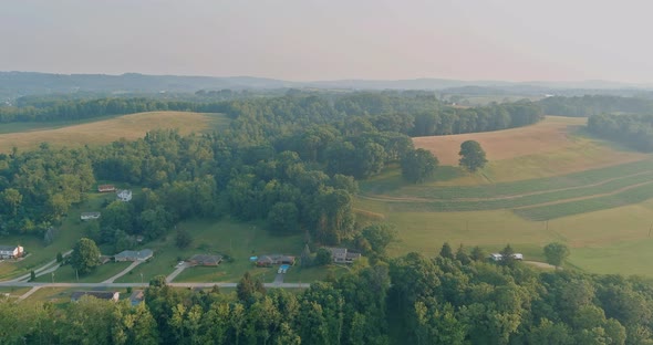 Forests Farm Fields the Mountains Bentleyville Town Landscape Panoramic View of Beautiful Villages