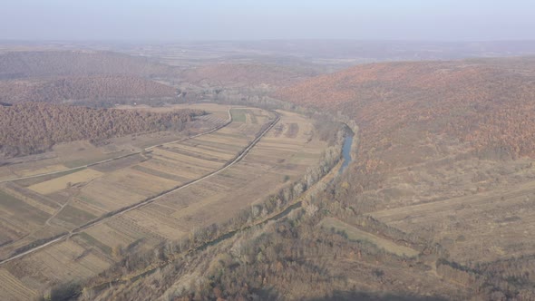 Eastern Serbian and Balkans lanscape with river and endless forest 4K drone footage