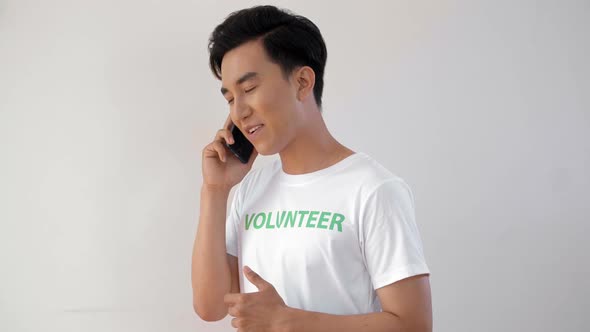 Male Volunteer with Phone