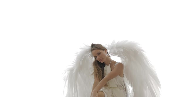 Female Model in the Image of an Angel with Wings