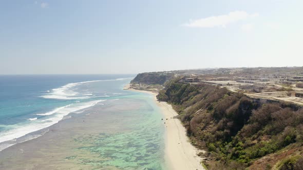 Drone Flight Arcing Over Sandy Bali Beach