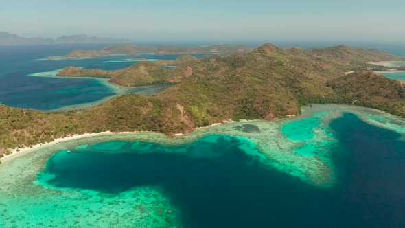 Tropical Island with Sandy Beach Philippines Palawan