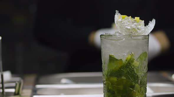 Classic Mojito Cocktail Slowly Moving and Rotating