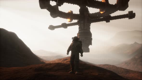 Astronaut Walking on an Mars Planet alt