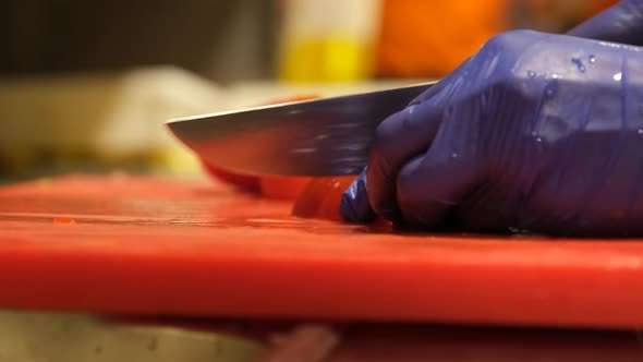 Chopping Tomatoes on Table alt