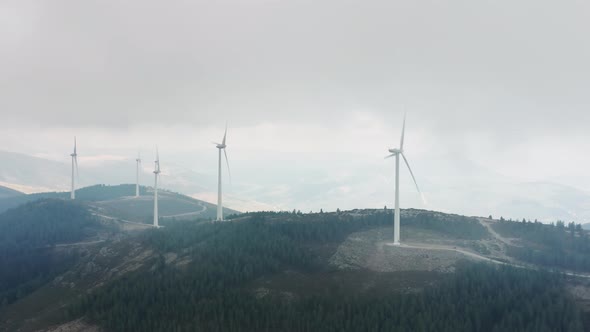 Wind Plant Located on Mountain Hills