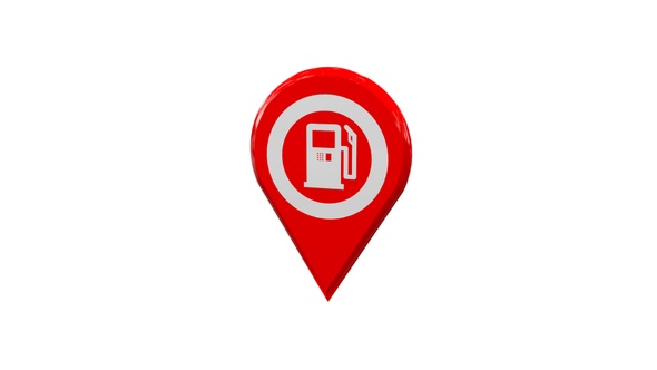 Red Fuel Station Map Location 3D Pin Icon V1