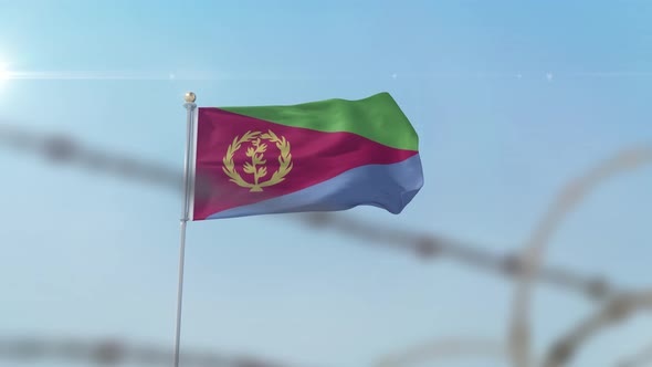 Eritrea  Flag Behind Border