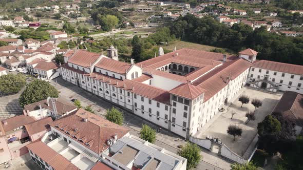 Birds eye view of the most influential religious center, Monastery of Arouca in Portugal.