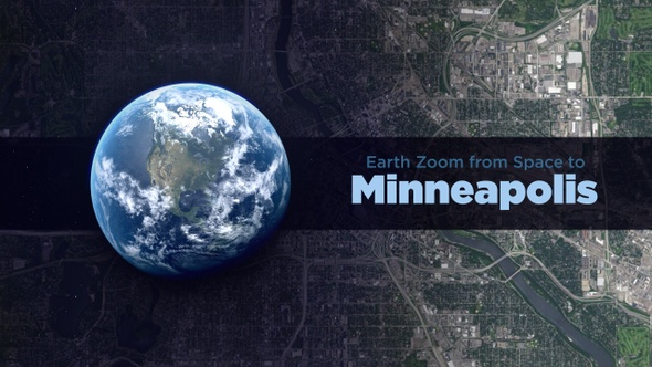 Minneapolis (Minnesota, USA) Earth Zoom to the City from Space