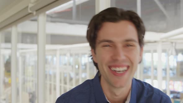 Young man working in a creative office