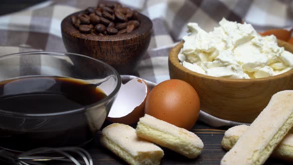 Frame Made of Ingredients for Making Traditional Italian Dessert Tiramisu