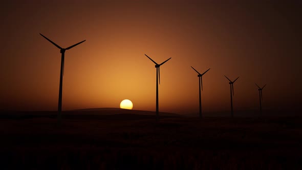 Wind Turbines At Sunset alt