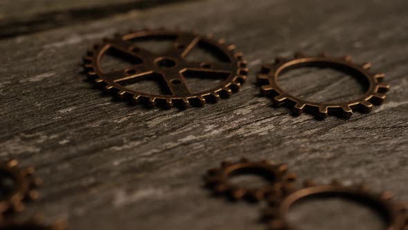 Rotating stock footage shot of antique and weathered watch faces