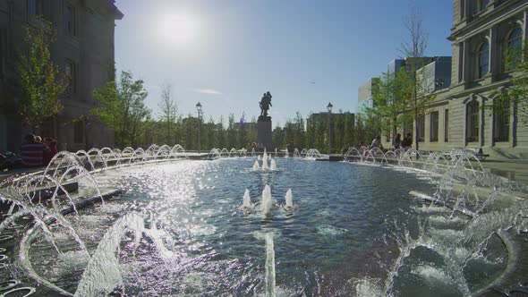 Fountain and monument in Vauquelin Square