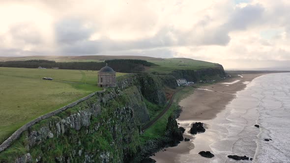 Aerial View of the Beautiful Cliffs Ar Downhill Beach in County Londonderry in Northern Ireland