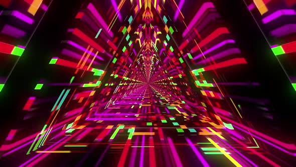 Triangle Sci fi Tunnel, Fast Moving Tunnel,  VJ Motion Background 4K Abstract Tunnel