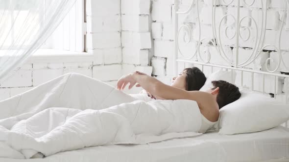 Sad Woman and Man Husband in Bed Lack of Sexual Activity in Family