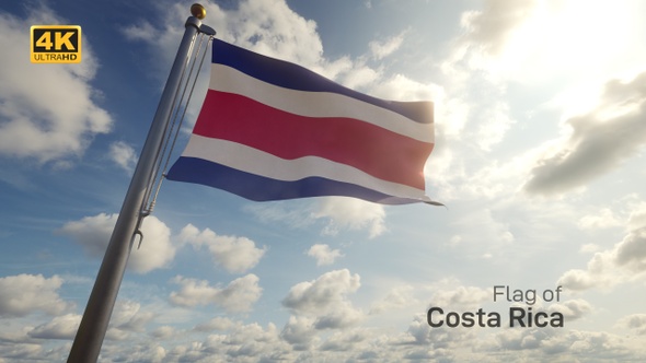 Costa Rica Flag on a Flagpole - 4K