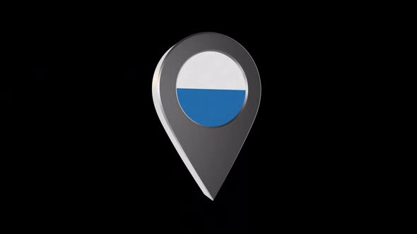 3d Animation Map Navigation Pointer With Flag Of Krakow (Poland) With Alpha Channel - 2K