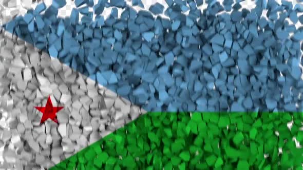 Djibouti Flag Breaking Rocks Transition