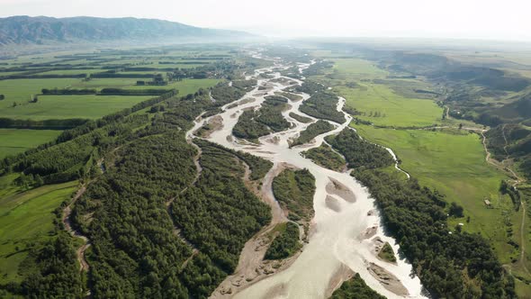 Mountains and river