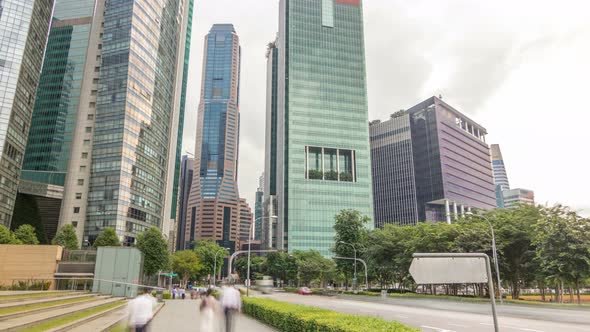 Downtown Skyscrapers Office Buildings of Modern Megalopolis Timelapse Hyperlapse