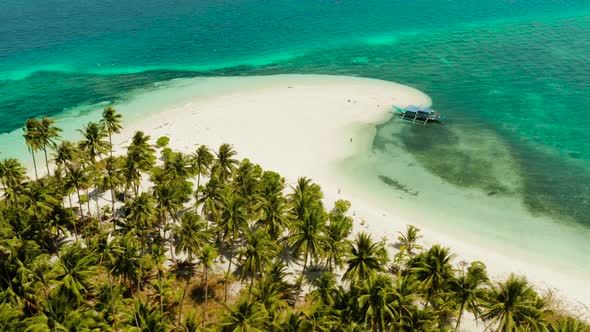 Tropical Island with Sandy Beach. Balabac, Palawan, Philippines.