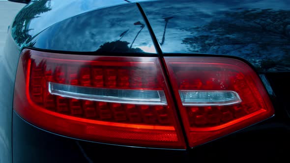 Close Up of Red Tail Light of a Car