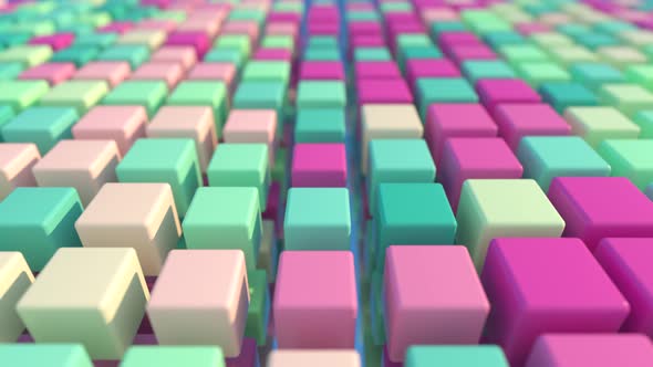 A Colorful Grid of Threedimensional Moving Cubes