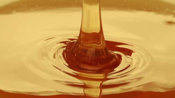 Golden Syrup Pours Closeup Shot