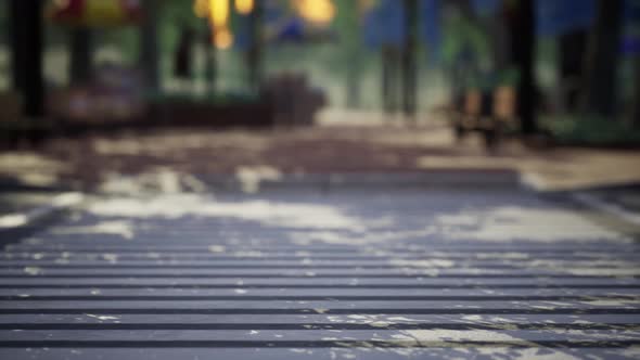 Quiet City Park with Trees and Benches