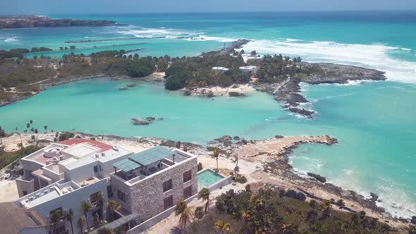4k 24fps Drone Shoot Of Natural Caleta In Mexico With Blue Water