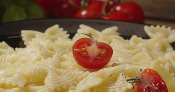 Ready Pasta Dish With Cherry Tomatoes And Parmesan