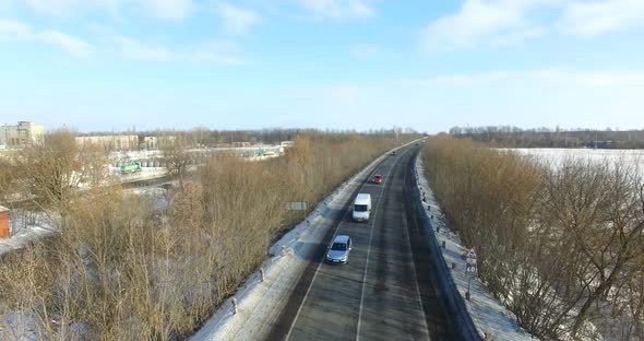 Highway with Cars in Winter