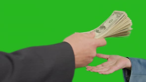 Woman Asks Money From a Man Closeup Chromakey