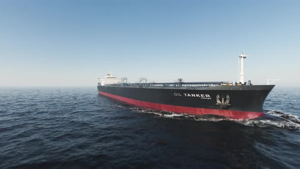 Oil Tanker Cruising In Open Ccean Sea