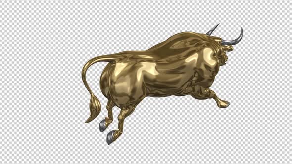 Running Bull - Gold and Silver - Back Angle - Transparent Loop