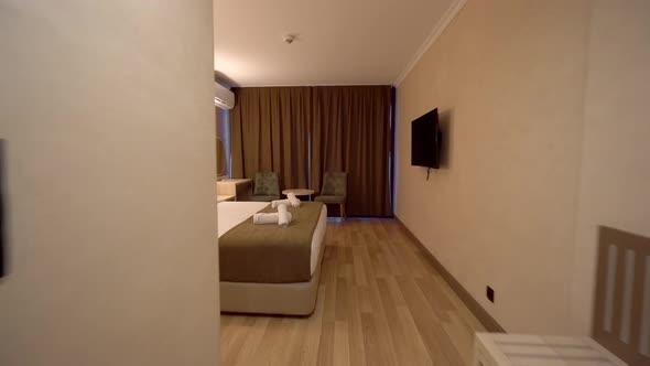 Apartments in the hotel. Excellent modern renovation in a room or hotel room.