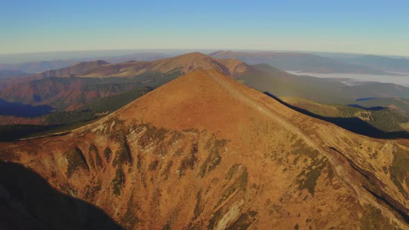 Aerial View of Mountain Hills Carpathian Mountains Landscape