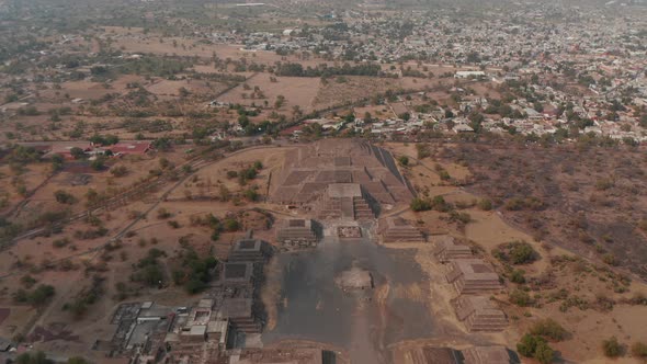 Aerial View of Pyramid of Moon Avenue of Dead and Citadel Complex in Mexico Valley Unesco World