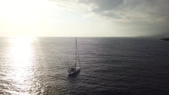 View From the Height of the Yacht Near the Coast of Tenerife Canary Islands Spain at Sunset