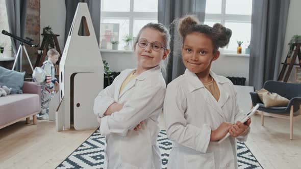 Portrait of Little Girls Dressed as Scientists