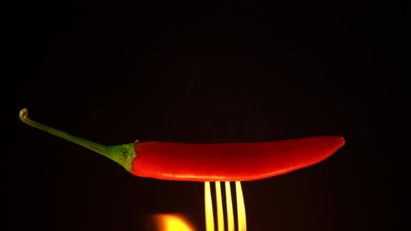 Red Hot Chili Pepper Frok Fire Black Background