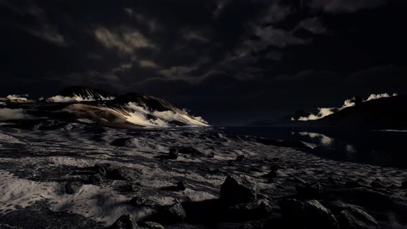Dramatic Landscape in Antarctica with Storm Coming