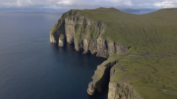 Drone Of Coastline To Asmundarstakkur Sea Stack